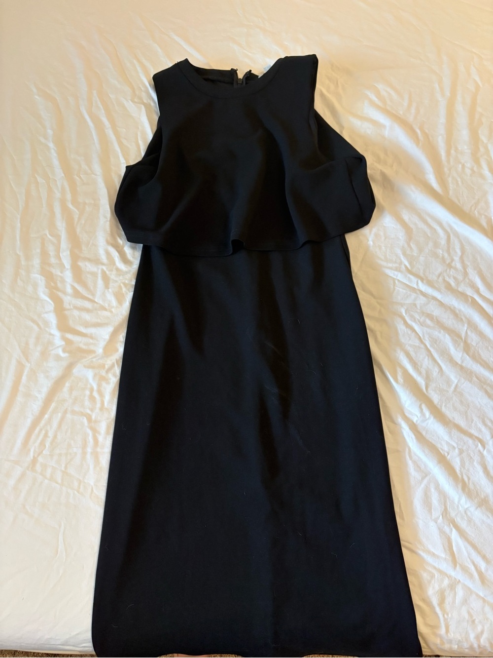 She + Sky Black Ruffle-Overlay Midi Dress